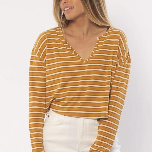 Sisstrevolution birdie long sleeve knit top / amber