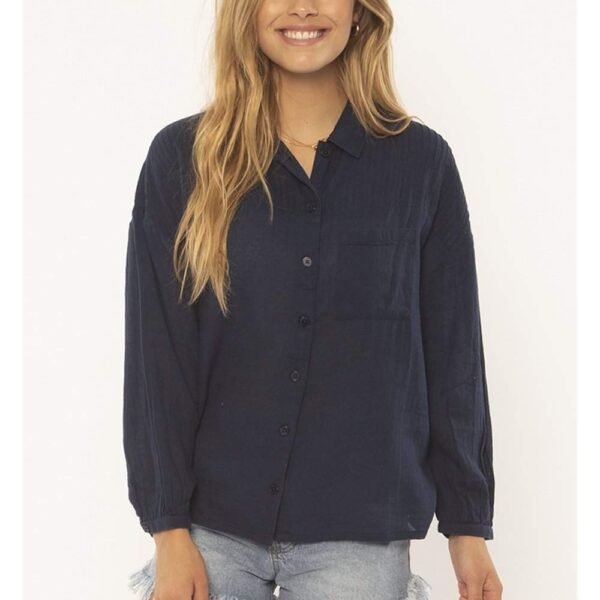 Sisstrevolution Tucked away woven top - deep navy