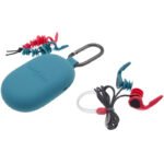SurfEars ear plugs with blue case, red ear tips, and detachable cord.