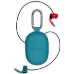 SurfEars ear plugs with blue case, red and blue ear tips, and cord.