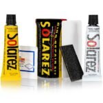 Solarez Polyester Mini Travel Kit with resin tubes, sanding pad, and repair accessories.