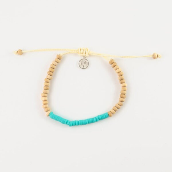 Pineapple Island bracelet COCB-020 with wooden and turquoise beads.