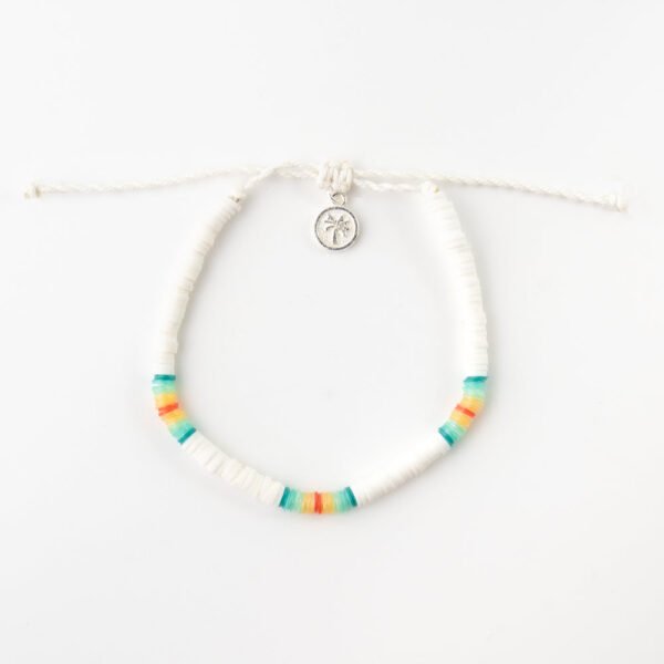 Pineapple Island bracelet FIM-016 with white beads and colorful accents.