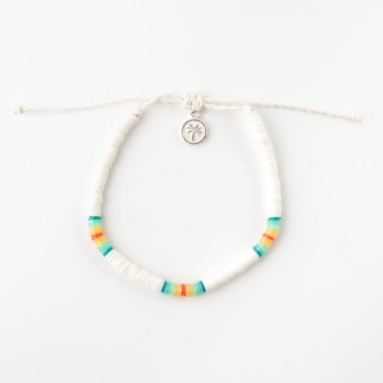 Pineapple Island bracelet FIM-016 with white beads and colorful accents.