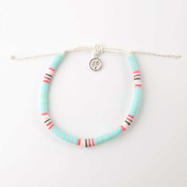 Pineapple Island bracelet FIM-017 with pastel beads and palm charm.