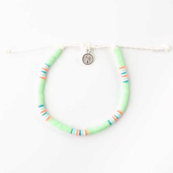 Pineapple Island Bracelet FIM-023 with pastel beads and palm charm.