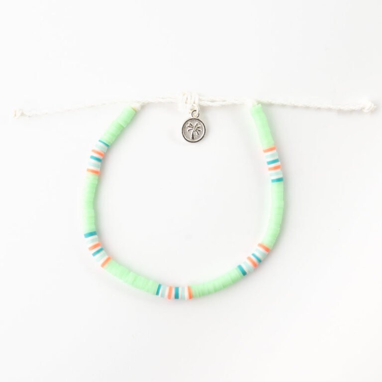 Pineapple Island Bracelet FIM-023 with pastel beads and palm charm.