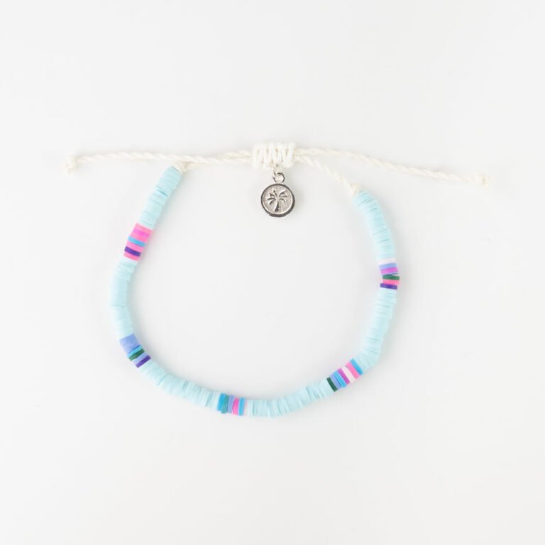 Pineapple Island Anklet FIA-030 with colorful beads and palm charm.