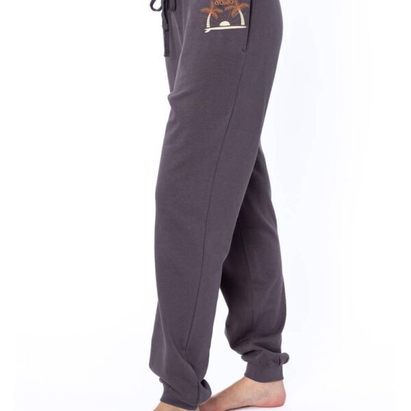 Sisstrevolution Beach Daze Fleece Pant in charcoal with drawstring waist.