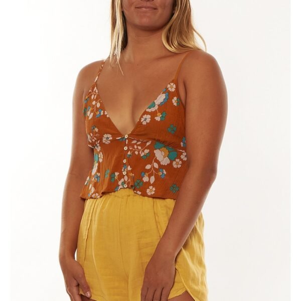 Sisstrevolution Carmel Woven ladies top with floral print and button details.