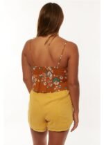 Back view of Sisstrevolution Carmel Woven ladies top with floral design.