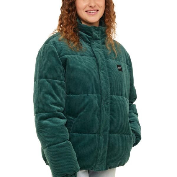 Green Sisstr Mara Corduroy Puff Jacket with a cozy quilted design.