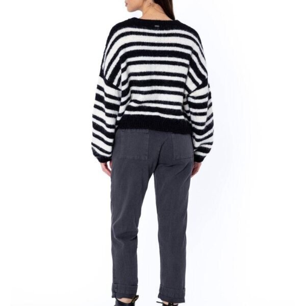 Back view of Sisstr Ocean Shores Sweater in black with white stripes.