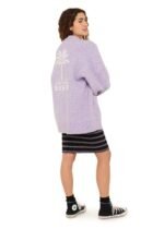 Back view of lavender Sisstr Maggie Gilet featuring palm tree jacquard and logo.