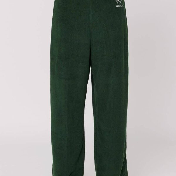 Front view of Sisstrevolution Sofia Pant in North Green, wide-leg ladies trousers.