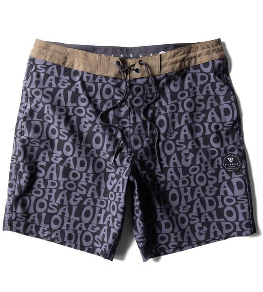 Aloha & Adios 17.5" boardshort with shark print and drawstring waist.