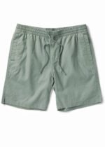 Vissla Natural Dye 18" Walkshort in chlorophyll green, front view.