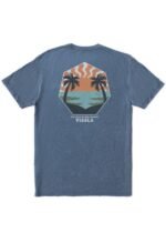 Vissla Psychedelic Palms Tee in sea water color with tropical palm design.