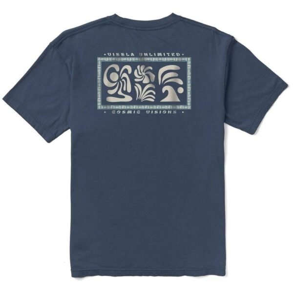 Vissla Waikiki Daze Organic Tee in dark denim, back graphic design.