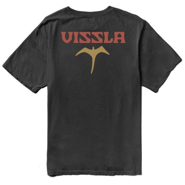Back view of Vissla Miyashiro I'Iwi Bird Organic PKT Tee in Phantom color with bold Vissla logo and bird graphic.