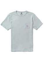 Vissla Psycho Surf tee in Grey Mist with front pocket and subtle design.