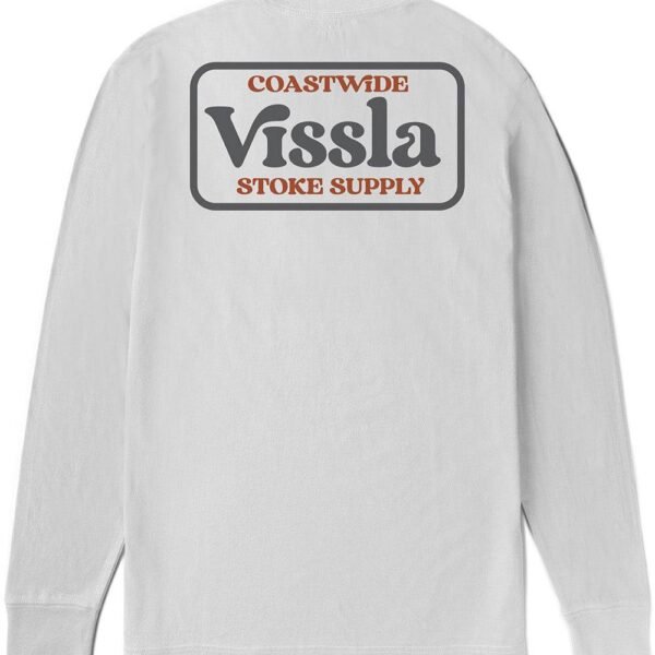 Vissla Coastwide white long sleeve tee with back graphic design.