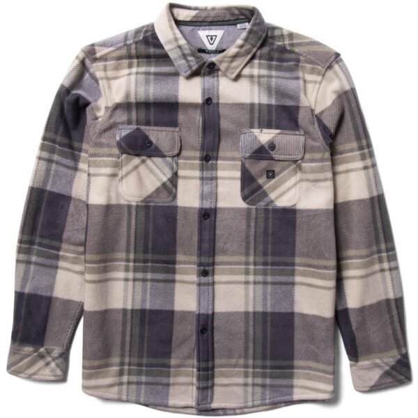 VIssla Eco-Zy Ls Polar Flannel in vintage green with plaid design.