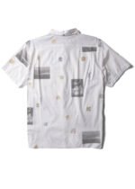 Vissla Neu Wave Eco short sleeve shirt in bone with abstract print, back view.