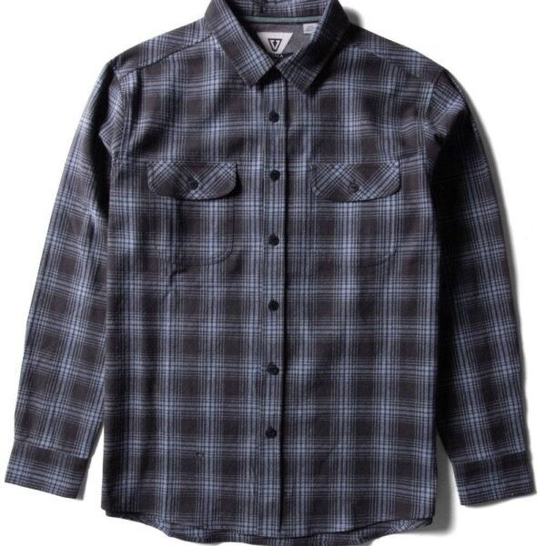 Vissla Central Coast Eco LS Flannel in Phantom, front view.