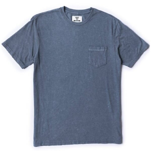 Vissla Solid Sets Pkt Tee in sea water color, front view.