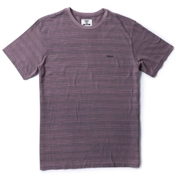 Vissla Creek Ss Tee in Fig color, front view with subtle stripe pattern.