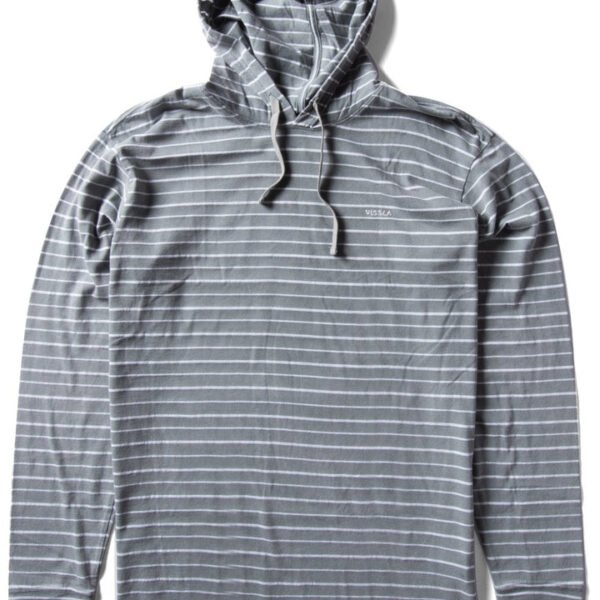 Vissla Rock Pile Hoodie in moss with striped design and drawstring hood.