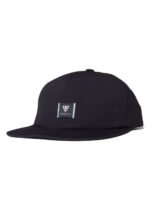 Vissla Lay Day Eco Hat in black with front logo patch and curved brim.