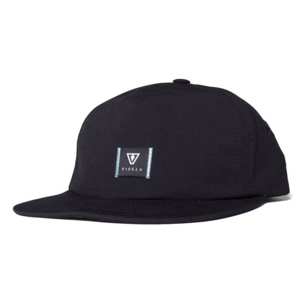 Vissla Lay Day Eco Hat in black with front logo patch and curved brim.