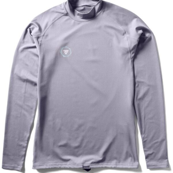 Vissla Warm Seas Eco LS Lycra in grey, front view with long sleeves.