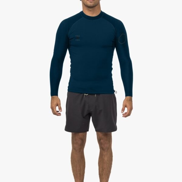 Front view of Vissla High Seas II 1Mm Long Sleeve Jacket in navy blue.