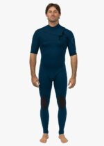 Front view of Vissla High Seas II 2-2 S/S full suit in navy, short-sleeve wetsuit.