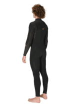 Vissla New Seas 5-4 U-Zip Wetsuit in black, side-back angle view.