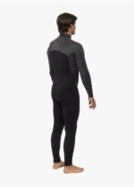 Vissla High Seas II 3-2 full chest zip wetsuit in charcoal, back view.