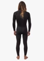 Back view of Vissla 7 Seas 3-2 Chest Zip Full Suit in stealth black.