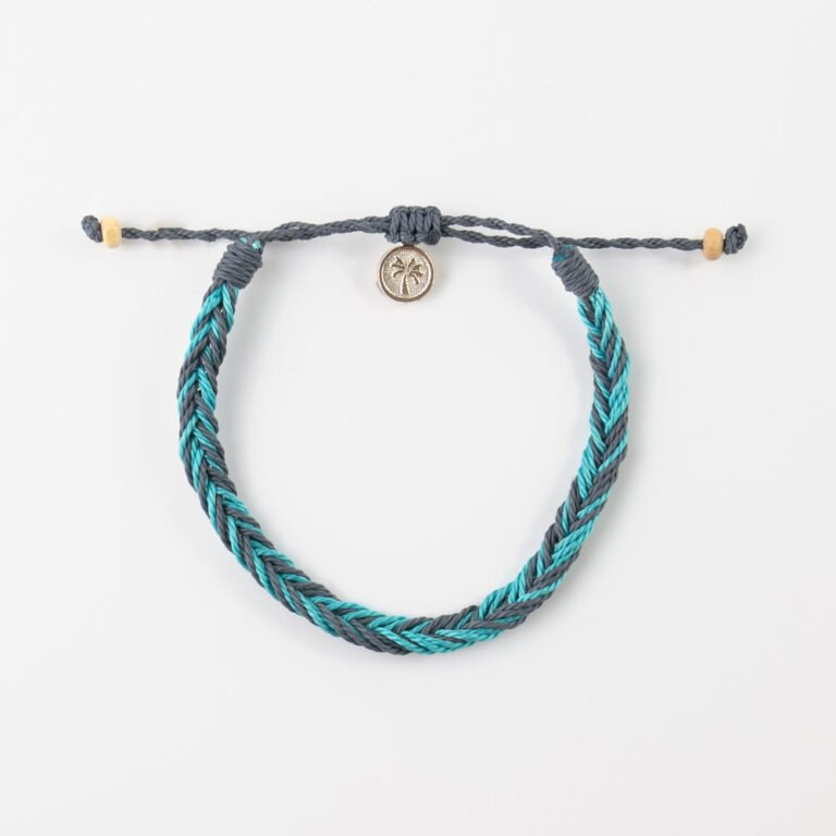 Pineapple Island Anklet RCA-030 with braided teal and gray design.