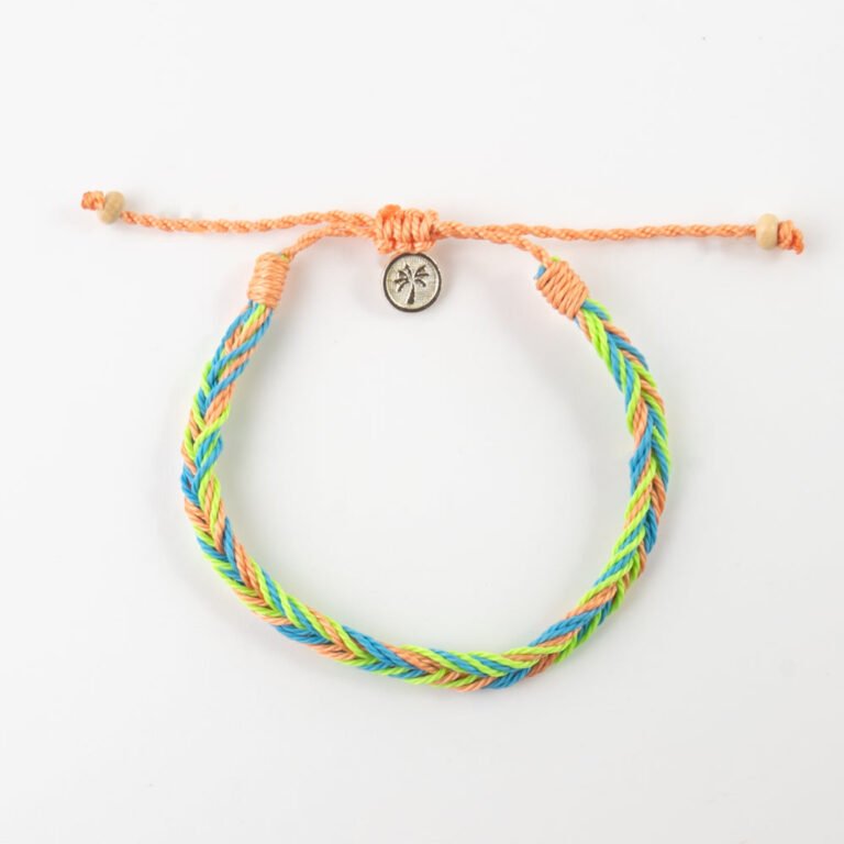Colorful braided Pineapple Island anklet RCA-031 with adjustable cord.