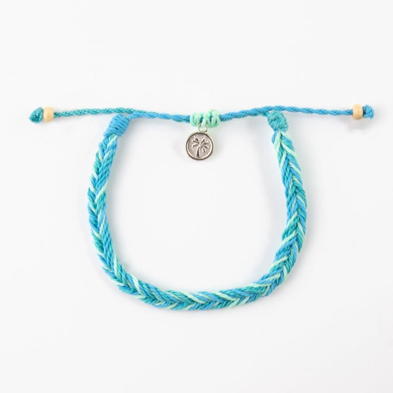 Turquoise braided Pineapple Island bracelet RCB-033 with charm.