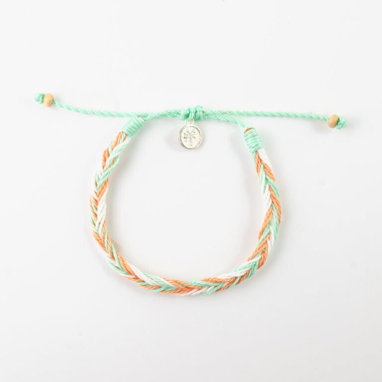 Pineapple Island Bracelet RCB-034 with braided pastel design and charm.
