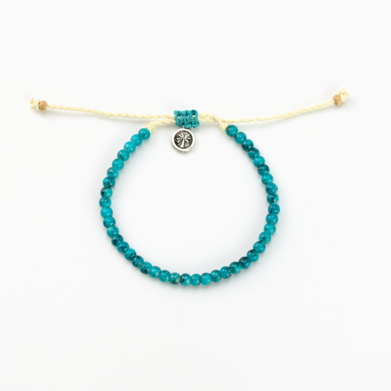 Turquoise beaded Pineapple Island bracelet RSN-001 with charm.