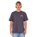 Front view of Rusty Competition short sleeve tee in navy with small white logo.