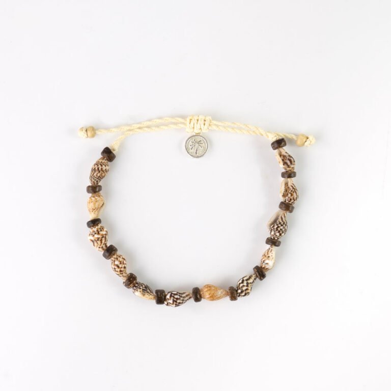 Pineapple Island Bracelet SH-151 with natural shell beads and adjustable cord.