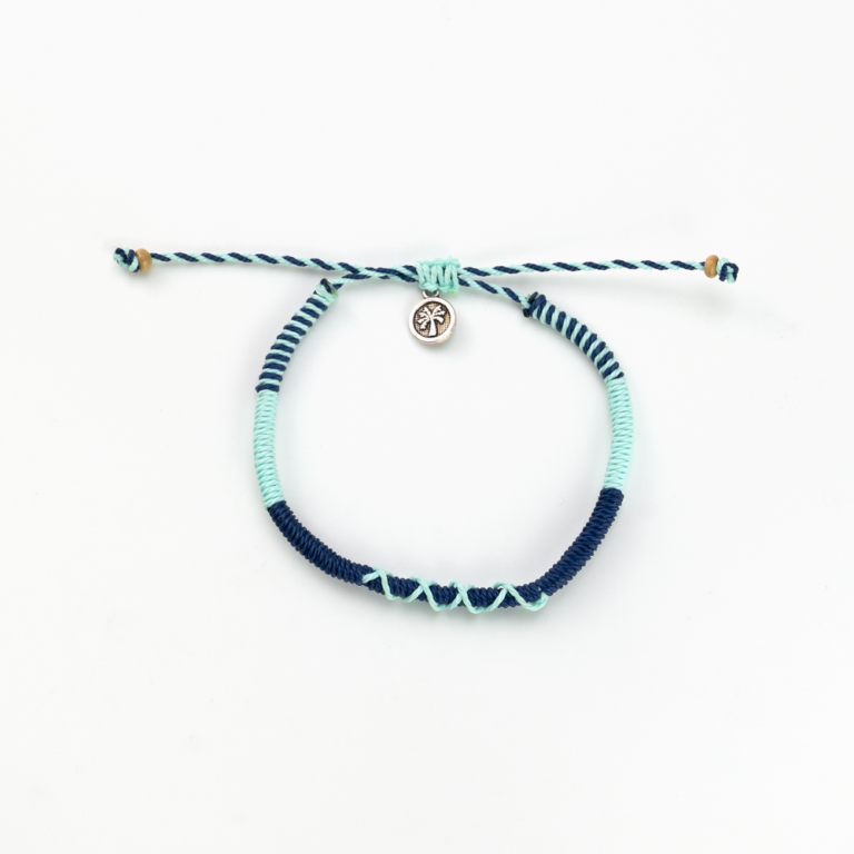 Stylish Pineapple Island anklet SNGA-002 with blue and mint braided design.