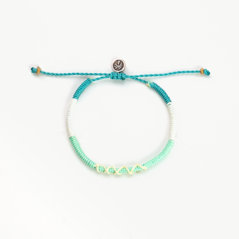 Pineapple Island Anklet SNGA-005 with turquoise and white braided design.