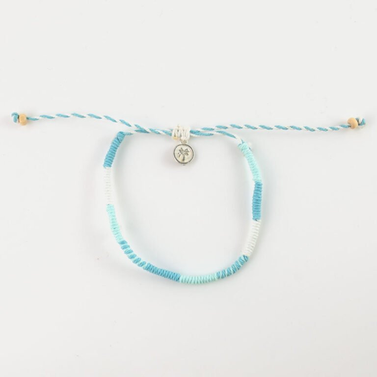 Pineapple Island Rapture Woven Bracelet in aqua with adjustable cord.